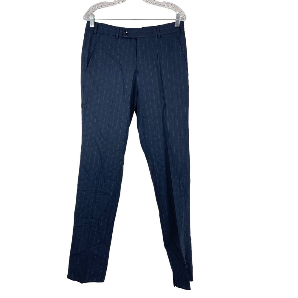 Ted Baker NWOT Karl CT Striped 100% Wool Pant Size 31S Blue Stripe Made in Italy